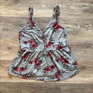 Floral Sleeveless Top with Button Detail